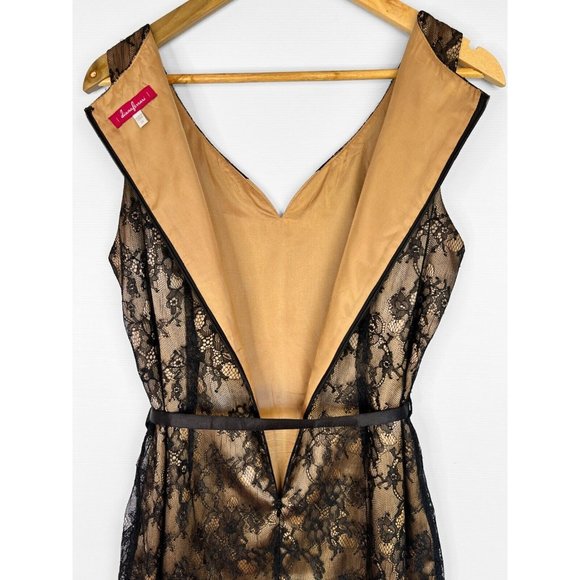 Diana Ferrari Dress Womens Gold Black Lace Pleated Formal Evening Occasion Sz 14 - Picture 12 of 14